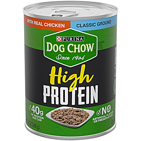 Adult High Protein Classic Ground Chicken Wet Dog Food, 13 oz Can