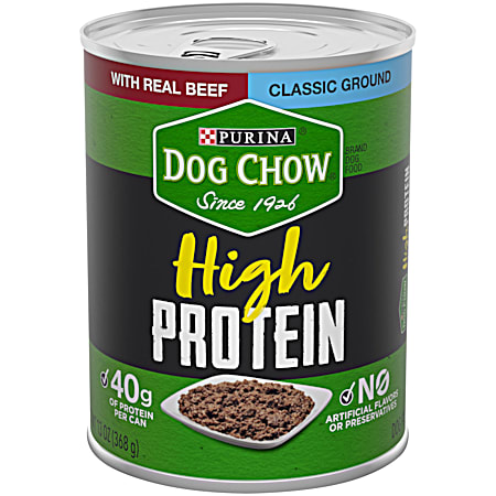 Adult High Protein Classic Ground Beef Wet Dog Food, 13 oz Can