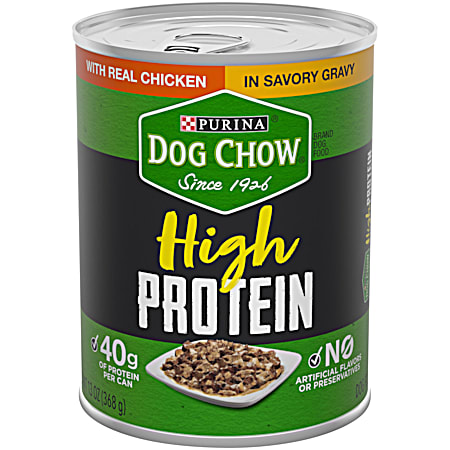 Adult High Protein Chicken in Gravy Wet Dog Food, 13 oz Can