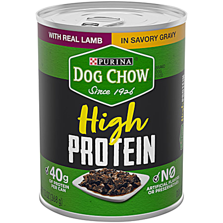 Adult High Protein Lamb in Gravy Wet Dog Food, 13 oz Can