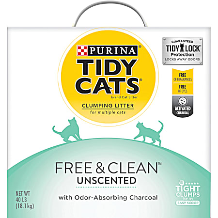 Tidy Cats Free & Clean 40 lb Unscented Scoopable Cat Litter