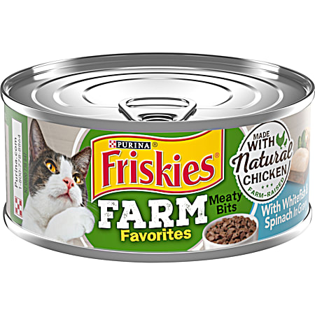 Purina Friskies Farm Favorites 5.5 oz Meaty Bits Whitefish & Spinach in Gravy Wet Cat Food