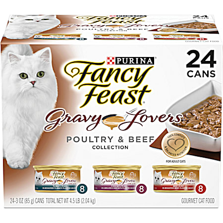 Purina Fancy Feast Gravy Lovers Wet Cat Food Variety Pack - 24 Ct