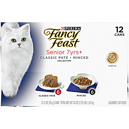 Purina Fancy Feast Senior 7+ Collection Wet Cat Food Variety Pack - 12 Ct