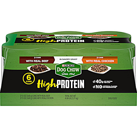 Purina Dog Chow High Protein Beef & Chicken Wet Dog Food Variety Pack - 6 Ct