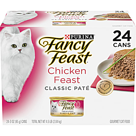 Adult Chicken Feast Classic Pate Wet Cat Food - 24 pk