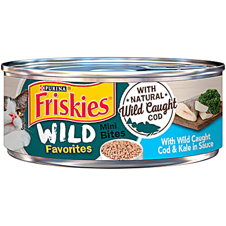 Purina Friskies Wild Favorites Mini Bites w/ Natural Wild Caught Cod & Kale in Sauce Wet Cat Food