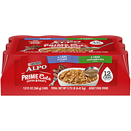 Purina Prime Cuts Beef Lovers Beef & Lamb & Rice Variety Pack Wet Dog Food - 12 Ct