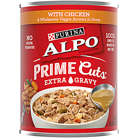 Purina Alpo Prime Cuts w/ Chicken & Wholesome Veggie Accents in Gravy Wet Dog Food