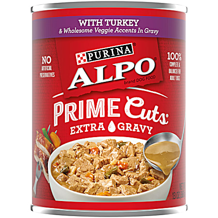 Purina Alpo Prime Cuts w/ Turkey & Wholesome Veggie Accents in Gravy Wet Dog Food