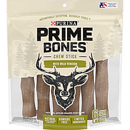 Purina Prime Bones Large Wild Venison Chew Stick Dog Treats