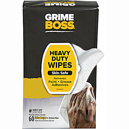 Grime Boss Original Citrus Scent Heavy-Duty Surface & Hands Cleaning Wipe - 60 Ct