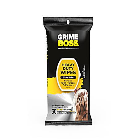 Grime Boss Original Citrus Scent Heavy-Duty Surface & Hands Cleaning Wipe - 30 Ct