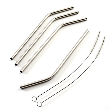 Stainless Steel Drinking Straws w/ Cleaning Brushes