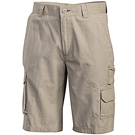 Men's Khaki Mini Rip-Stop Cotton Cargo Shorts