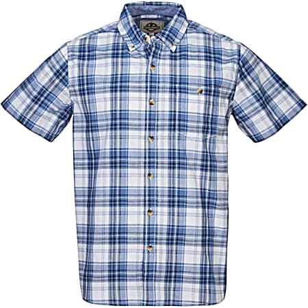 Men's Copen Plaid Button Front Short Sleeve Cotton Blend Shirt
