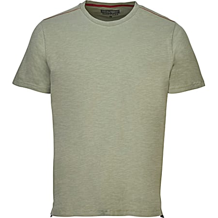 Men's Premium Green Crew Neck Short Sleeve Cotton Slub T-Shirt