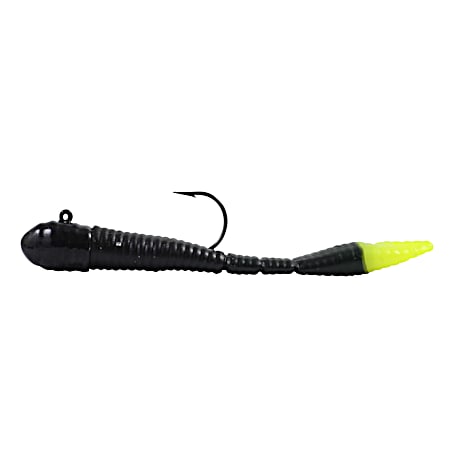 Black w/Chartreuse Tail Mimic Minnow Limber Leech - 2 Pk