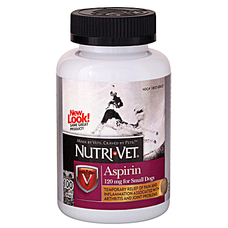 Nutri-Vet 120 mg K-9 Buffered Chewable Aspirin for Small Dogs - 100 Ct