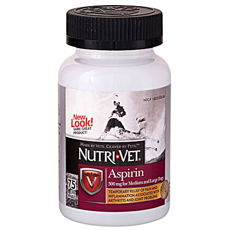 300 mg Chewable Aspirin for Medium & Large Dogs Pain Relief - 75 Ct