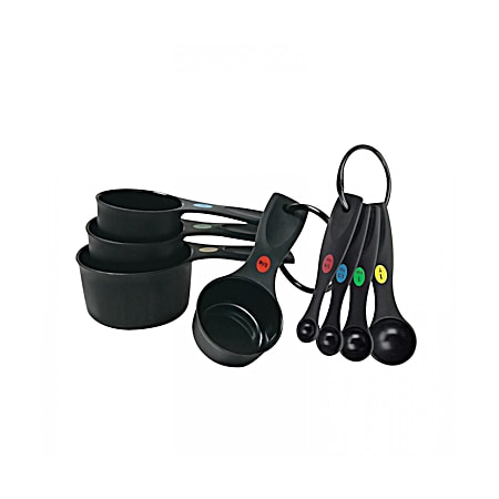 Black Measuring Cups & Spoons Set - 8 Pc