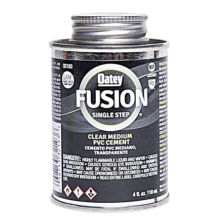Oatey 4 oz FUSION Single-Step Clear Self-Priming Medium Bodied PVC Cement