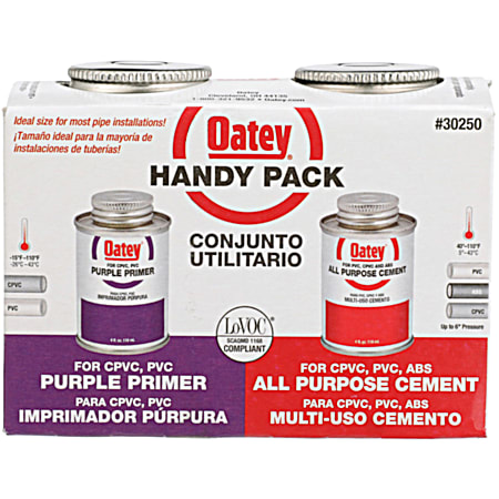 Oatey 4 oz All Purpose ABS, PVC & CPVC Clean Cement & Purple Primer Handy Pack