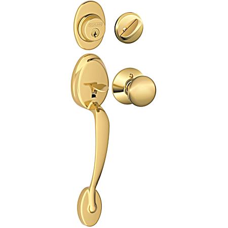 Plymouth Bright Brass Keyed Door Handleset