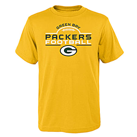 Youth Green Bay Packers Gold Team Logo Graphic Crew Neck Short Sleeve Tee