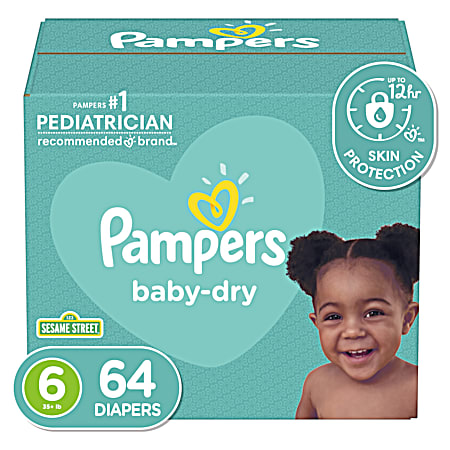 Pampers Baby Dry Super Pack Size 6 Diapers - 64 Ct