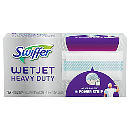 Wet Jet Heavy-Duty Disposable Mopping Pad Refill w/ Power Strip - 12 ct