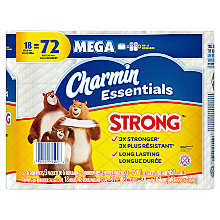 Essentials Strong Mega Roll Bath Tissue - 18 Pk