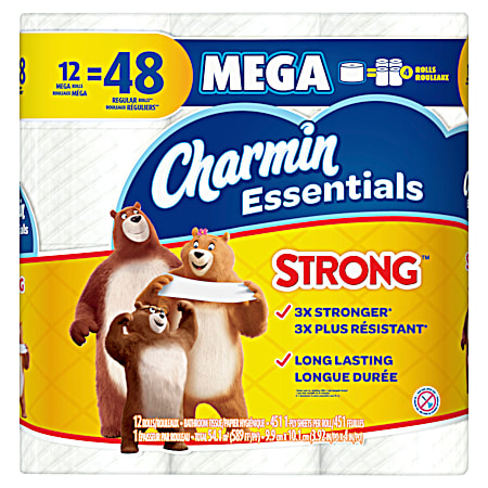 Essentials Strong Mega Roll Bath Tissue - 12 pk
