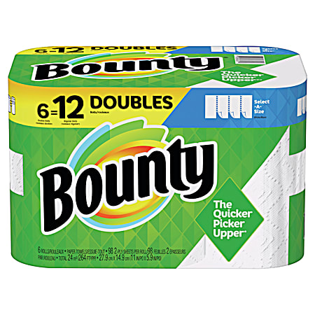 Select-A-Size Paper Towels, White Double Rolls, 6 pk