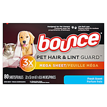 Bounce Pet Hair & Lint Guard Fresh Dryer Sheets - 80 ct