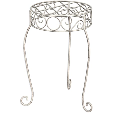 16 in Distressed White Steel French Country Plant Stand