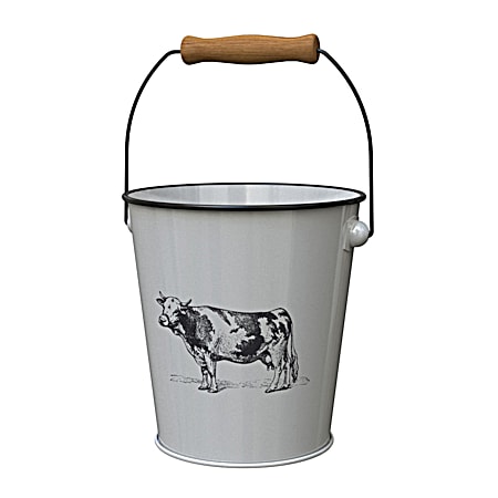 Milkhouse 7.5 in White Farm Animal Bucket Planters - Assorted