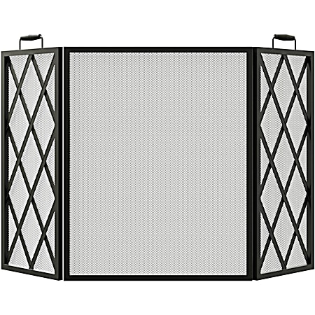 Panacea Black 3-Panel Diamond Fireplace Screen