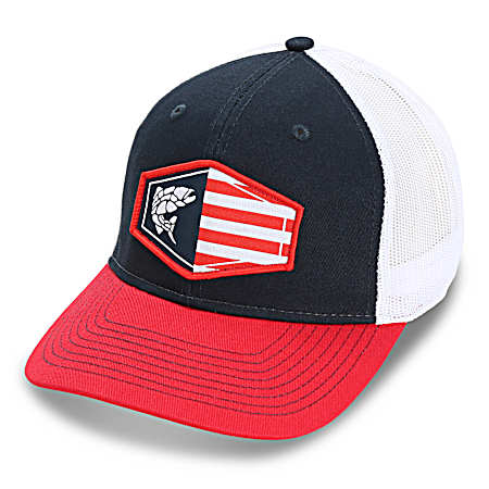 Fin-Etic Adult Americana Fish Flag Patch Mesh Back 6-Panel Cap