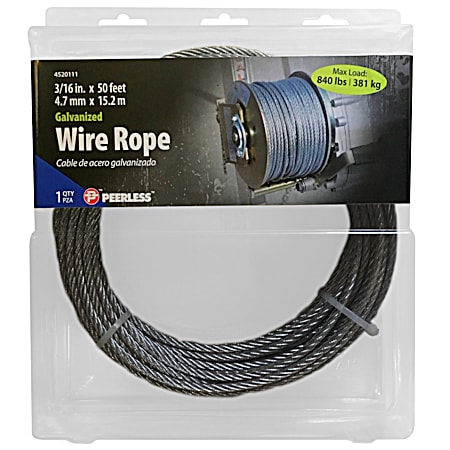 3/16 In. x 50 Ft. Galvanized Wire Rope