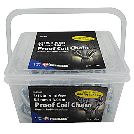 Peerless 3/16 in x 10 ft Zinc Proof Coil Chain
