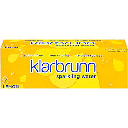 Klarbrunn 12 oz Lemon Sparkling Water - 12 pk