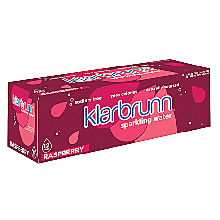 Klarbrunn 12 oz Raspberry Sparkling Water - 12 pk