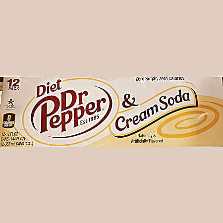 Dr Pepper Diet 12 oz Cream Soda - 12 pk