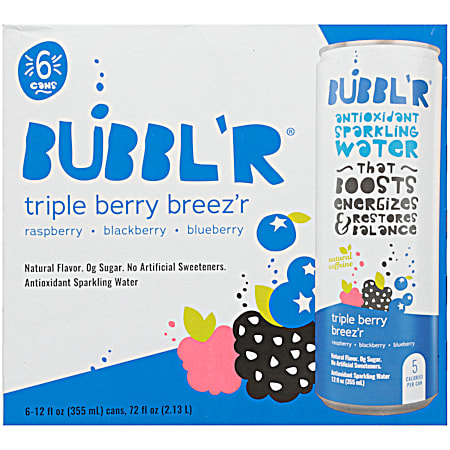12 fl oz Triple Berry Breez'r Antioxidant Sparkling Water - 6 Pk