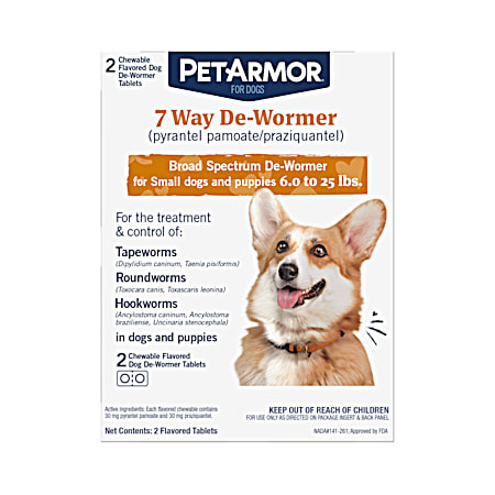 7 Way De-Wormer Tablets for Small Dogs - 2 Ct