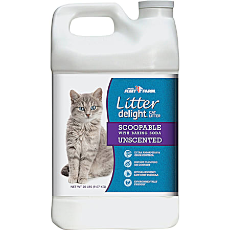 20 lb Scoopable Unscented Clay Cat Litter w/ Baking Soda