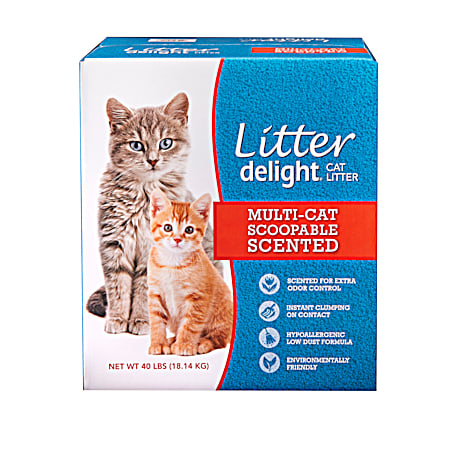 Litter Delight 40 lbs Multi-Cat Scoopable Scented Clay Cat Litter