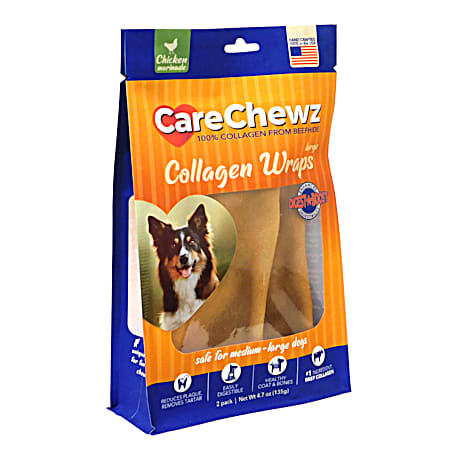 Large Collagen Wraps Chicken Marinade Dog Treats - 2 Pk 