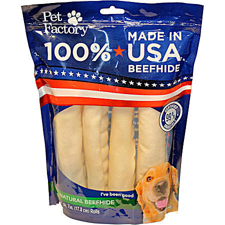 Made in U.S.A. 7 in 100% Beefhide Rolls - 4 Pk